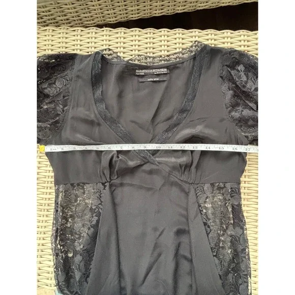 ALLSAINTS‎ Spitalfields 100% Silk Lace Tulip Hem Dress 6 Y2K grunge boho rock - Picture 8 of 9